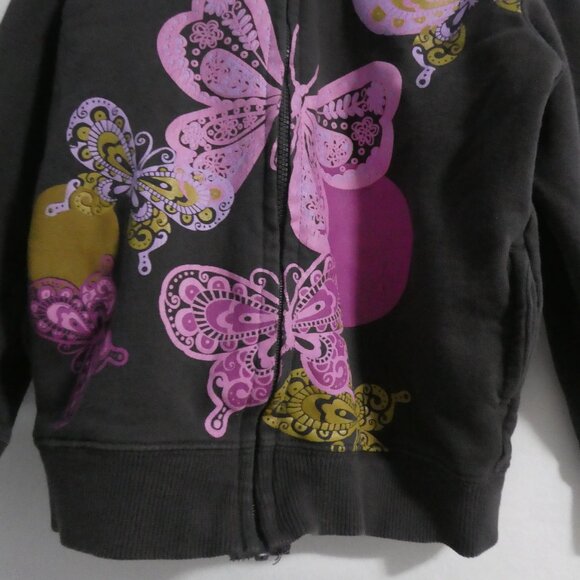 WOOLWORTHS | 6-7 years | Brown Hooded Zip-Up Sweatshirt | Butterfly Print Front - Picture 8 of 16